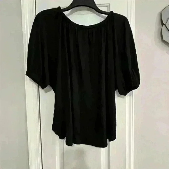 Max Studio Women's Black Bubble Short Sleeve Textured Blouse Size S - Picture 9 of 9